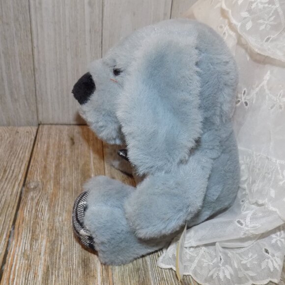 PLUSH PUPPY SMALL STUFFED ANIMAL GRAY WITH PLAID PAWS * - Picture 2 of 8